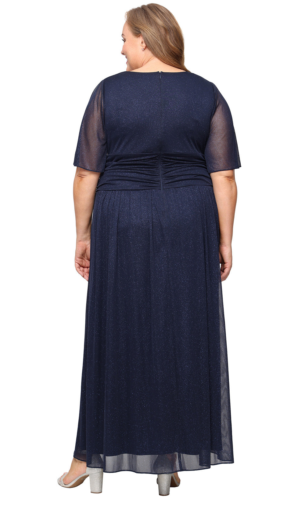 S.L. Fashions 9433236 - V-Neckline Short Sleeve Long Dress Mother of the Bride Dresses