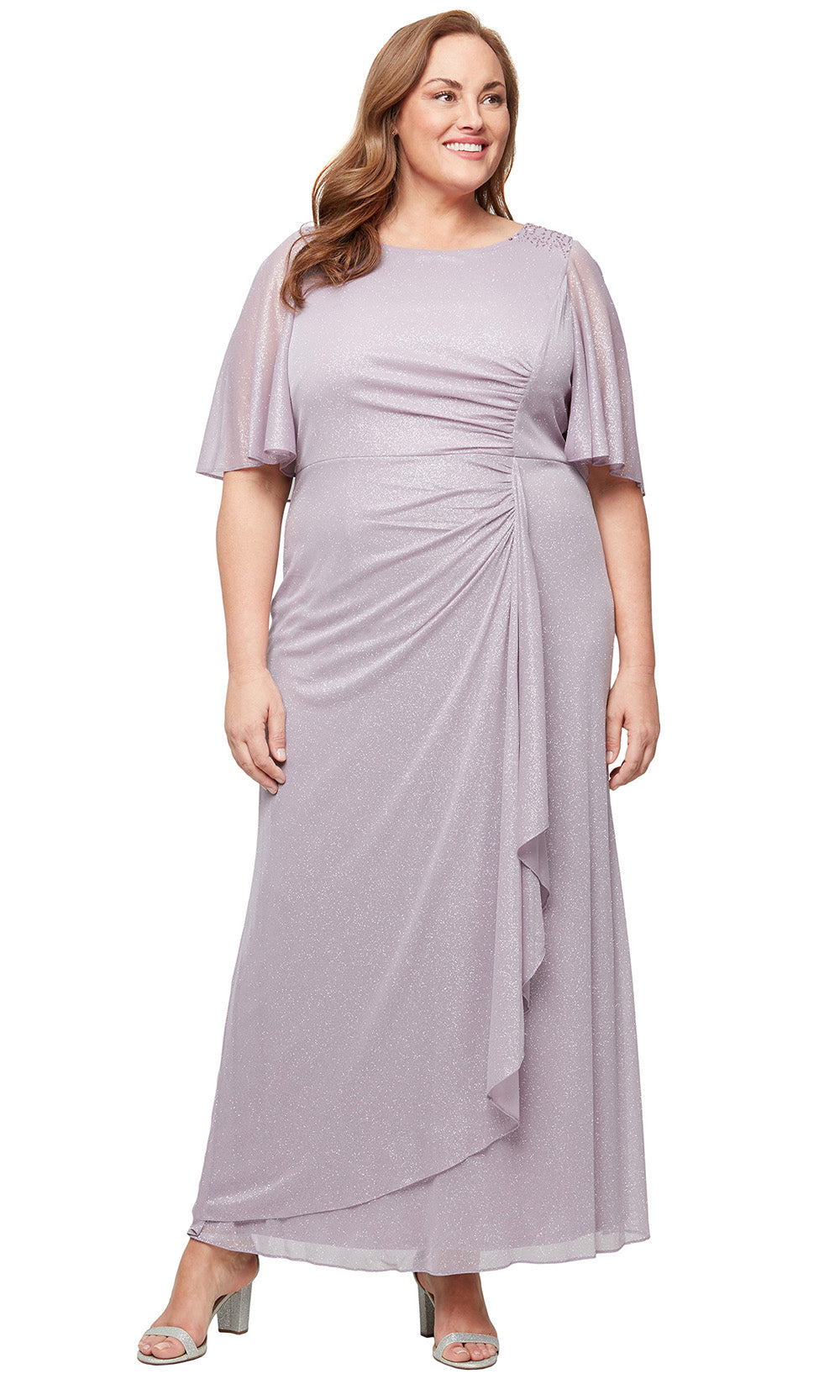 S.L. Fashions Dresses (SLNY) 9433257 - Beaded Shoulder Ruched Dress Prom Dresses