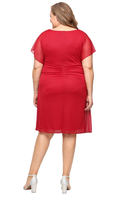 S.L. Fashions 9433274 - Bateau Neck Ruched Cocktail Dress Wedding Guest
