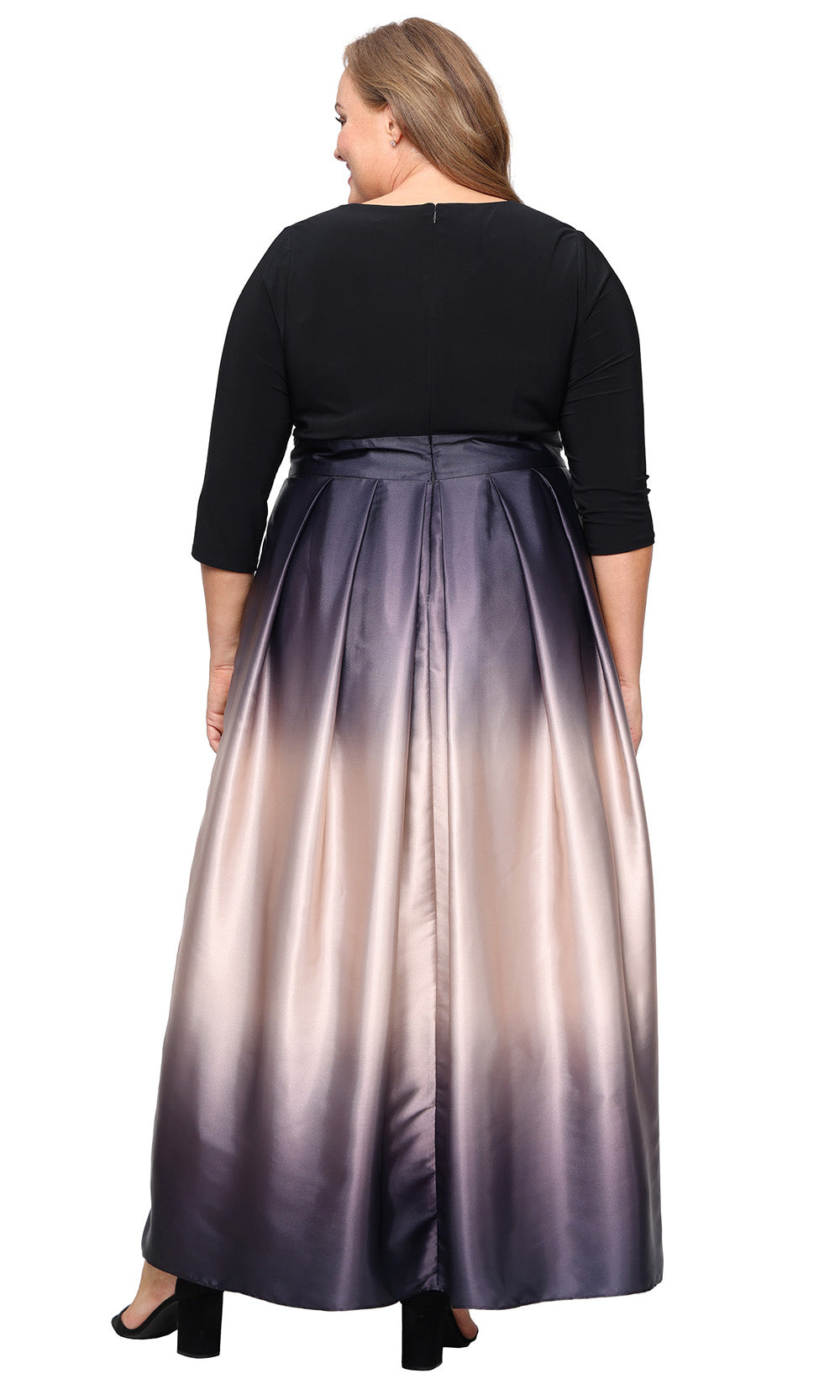 S.L. Fashions 9451145 - Long Bodice: 95% Polyester, 5% Spandex Skirt/Lining/Combo: 100% Polyester A-line Dress - Pleated Ombre Skirt, Three-Quarter Sleeves, Tie Waist Belt, Full Back ADASA S.L. Fashions 9451145 - Long Bodice: 95% Polyester, 5% Spandex Skirt/Lining/Combo: 100% Polyester A-line Dress - Pleated Ombre Skirt, Three-Quarter Sleeves, Tie Waist Belt, Full Back ADASA