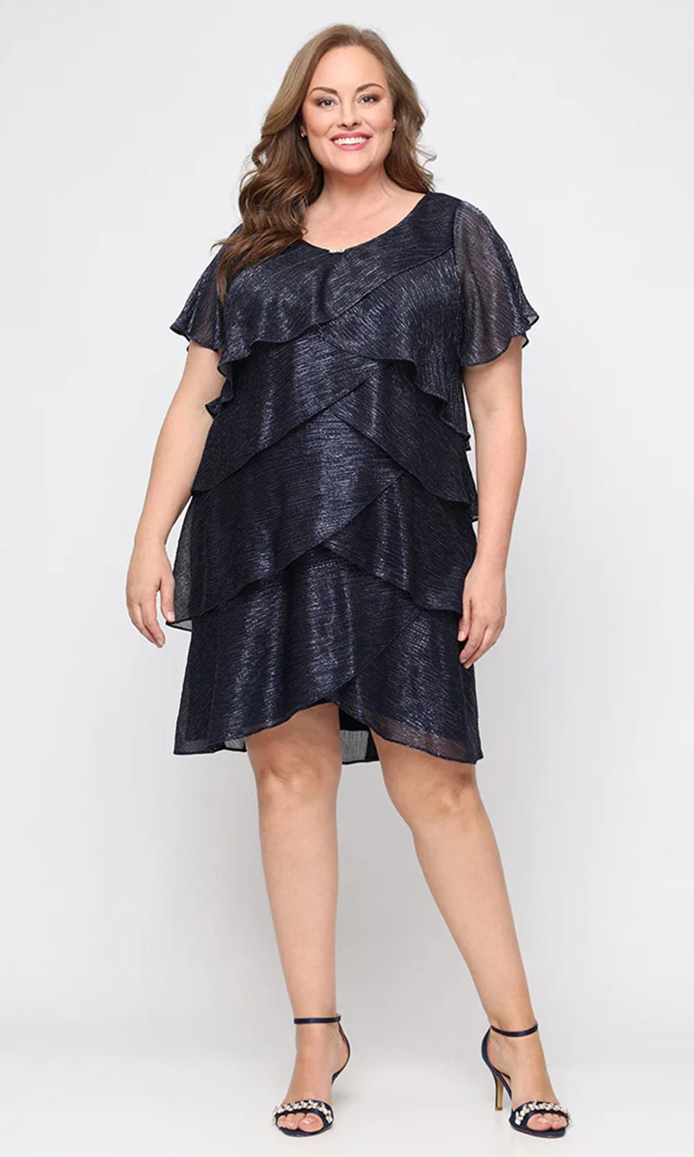 S.L. Fashions Dresses (SLNY) 9455124 - Tiered Knee-Length Plus Size Dress Party Dresses