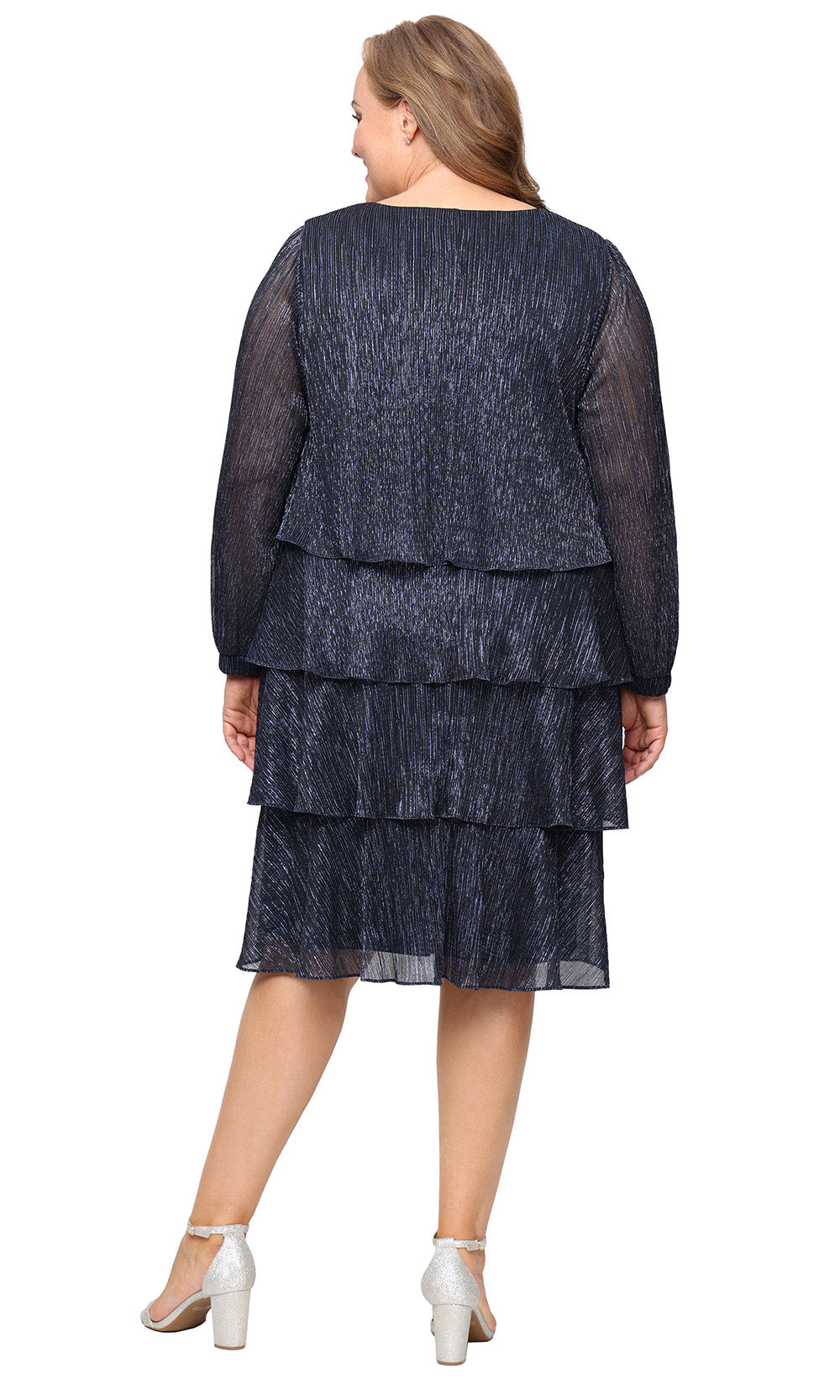 S.L. Fashions 9455249 - Long Sleeve Knee-Length Dress Wedding Guest