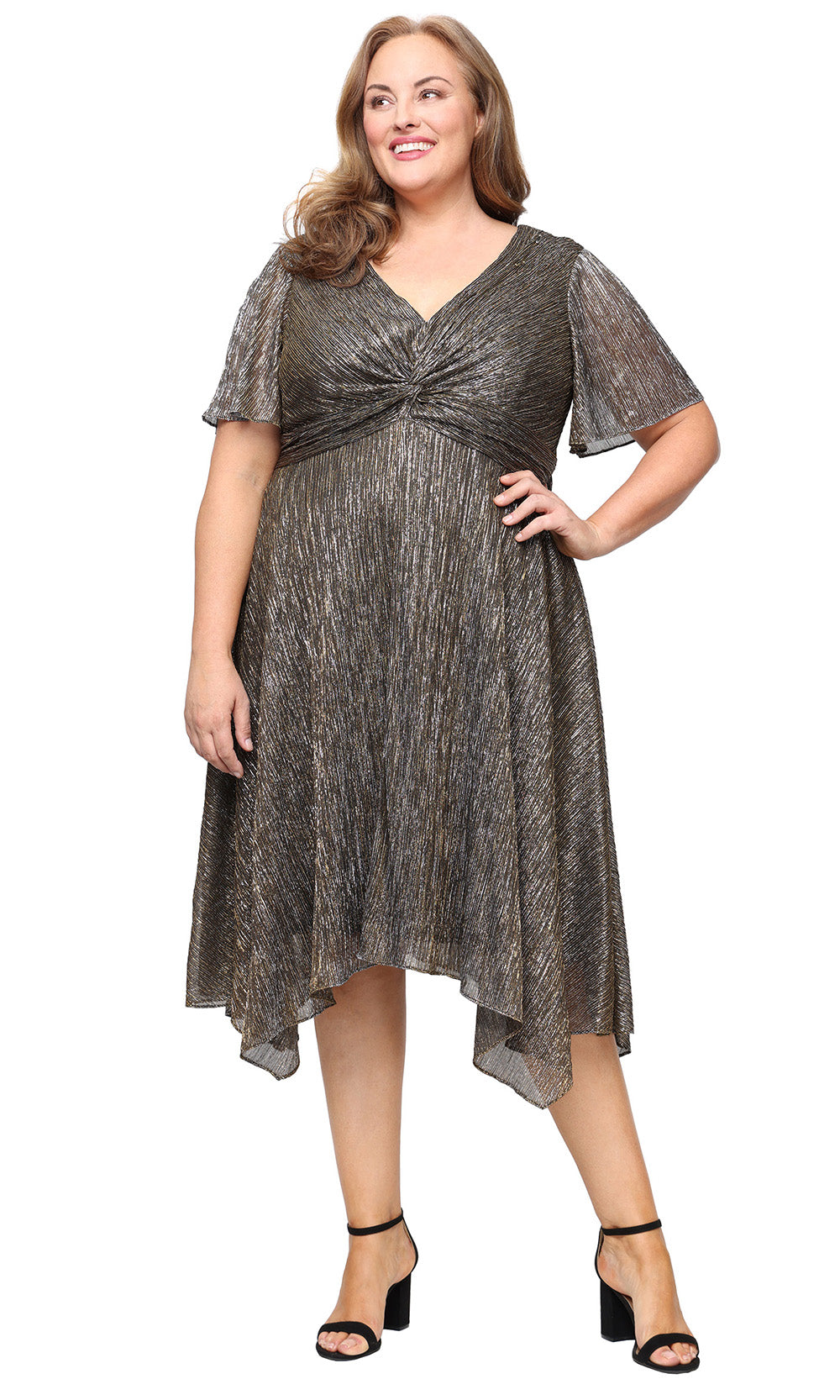 S.L. Fashions 9455271 - Flutter Sleeve Handkerchief Hem Dress Wedding Guest