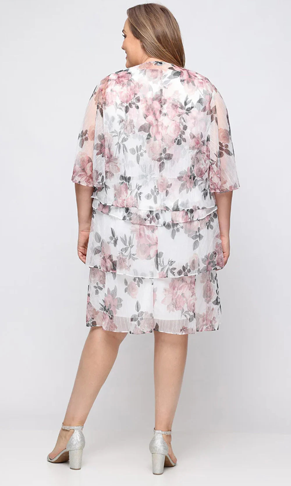 S.L. Fashions Dresses (SLNY) 9455286 - Floral Print Knee-Length Dress Holiday Dresses in Pink and Multi