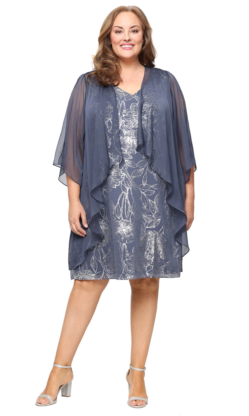 S.L. Fashions 9479504 - Knee-Length Sleeveless Print Dress Wedding Guest