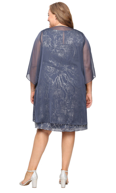 S.L. Fashions 9479504 - Knee-Length Sleeveless Print Dress Wedding Guest