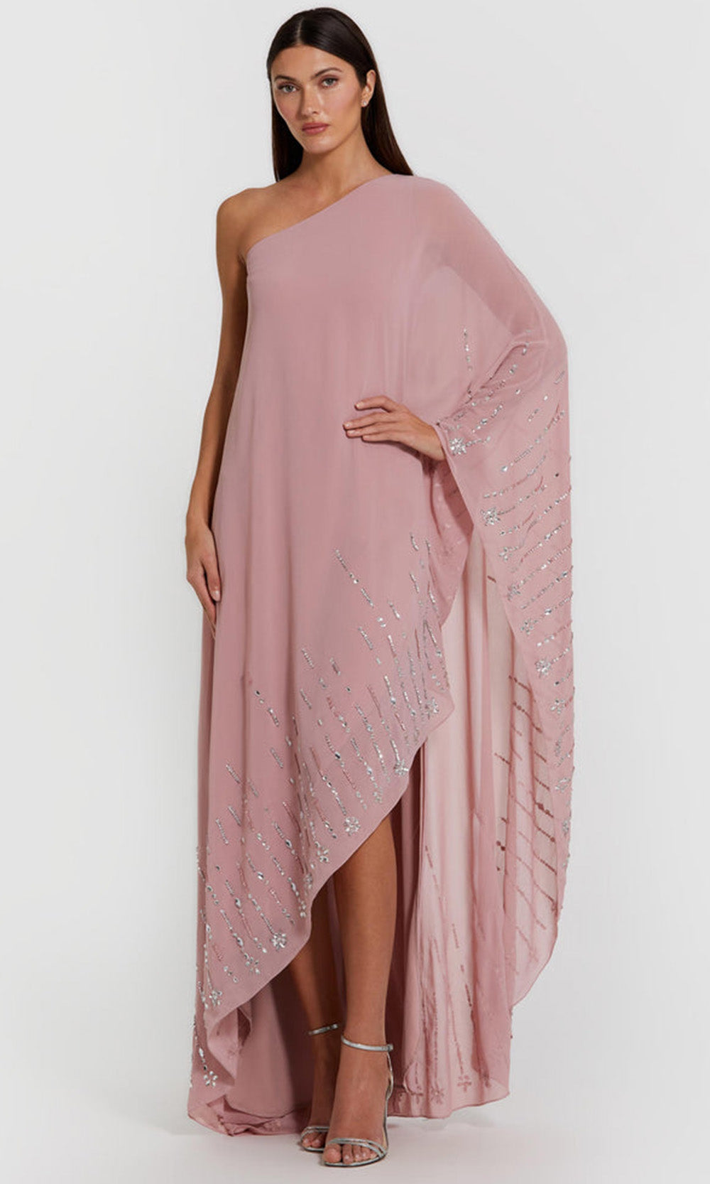 Mac Duggal 9517 - Kaftan Asymmetric Neck High Low Gown Mother of the Bride Dresses in Pink