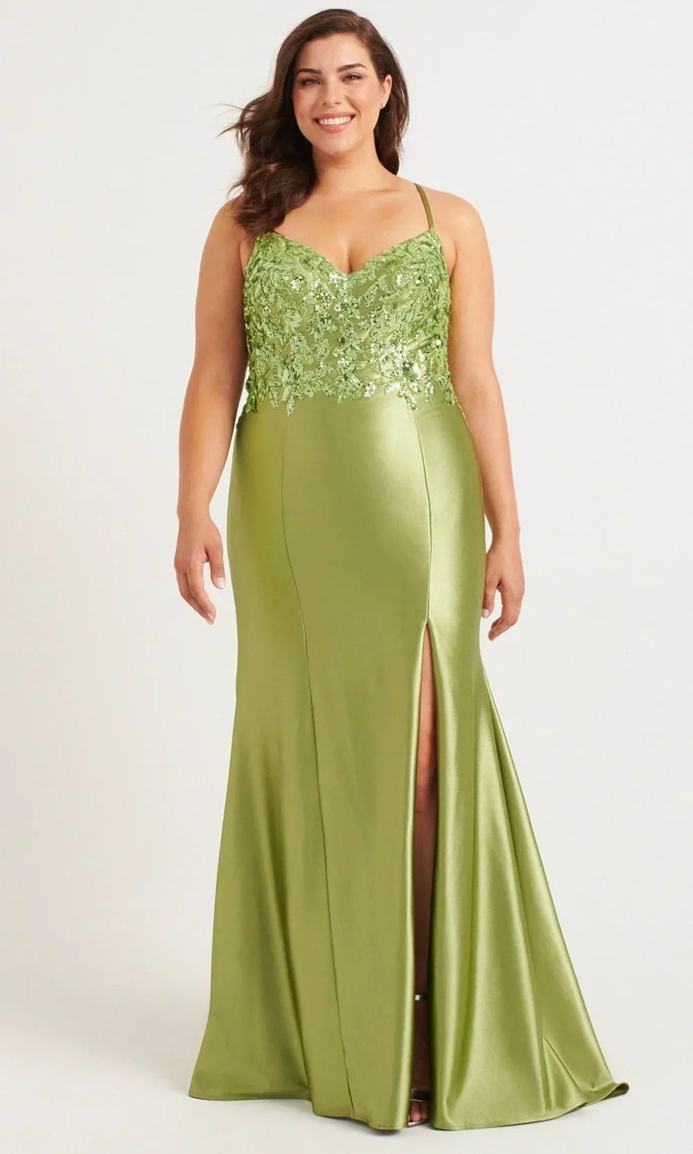 Faviana 9563 - Sequin Embellished Ruched Back Long Dress Prom Dresses