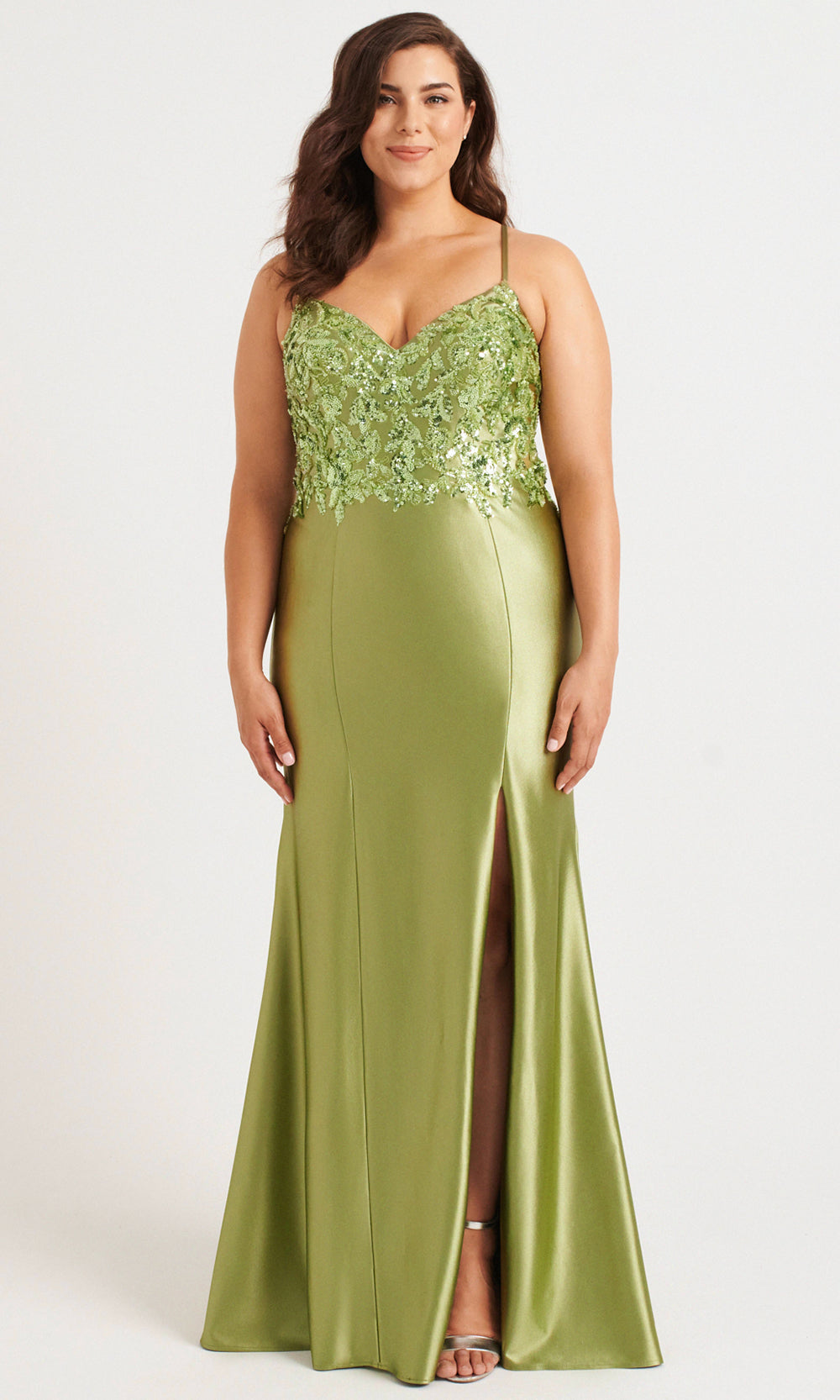 Faviana 9563 - Sequin Embellished Ruched Back Long Dress Prom Dresses