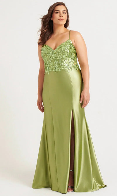 Faviana 9563 - Sequin Embellished Ruched Back Long Dress Prom Dresses