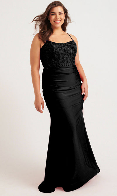 Faviana 9569 - Ruched Skirt Beaded Applique Dress Prom Dresses