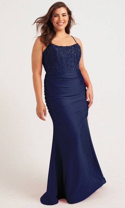 Faviana 9569 - Ruched Skirt Beaded Applique Dress Prom Dresses