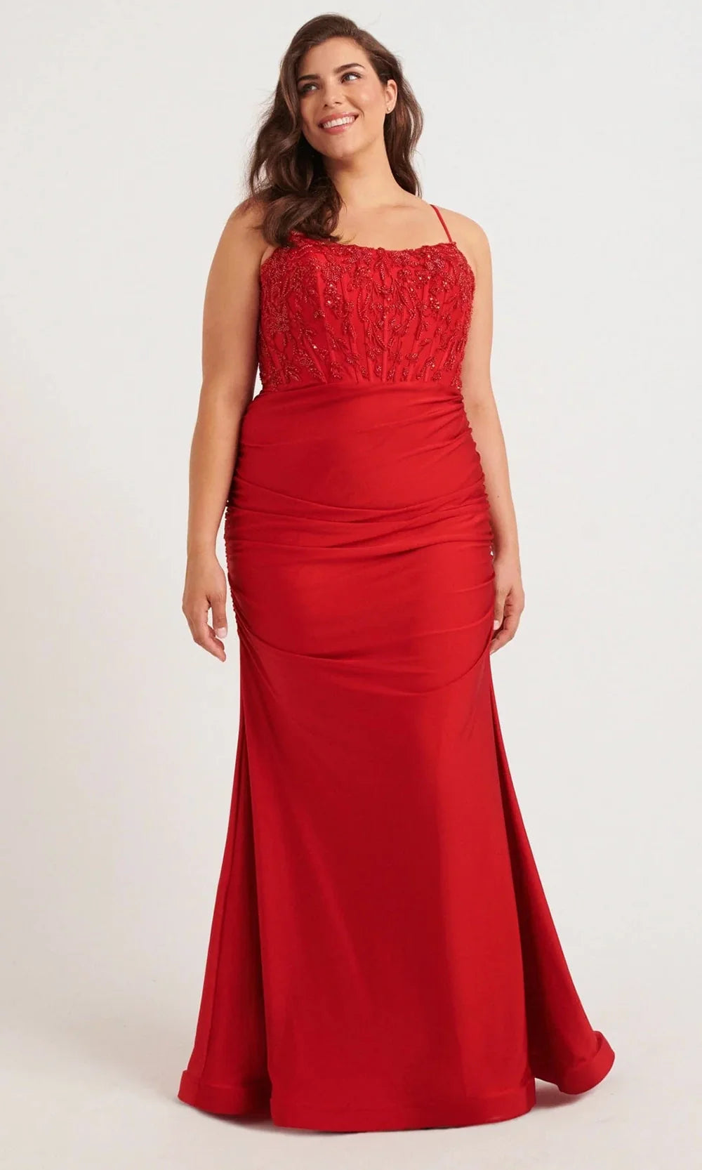 Faviana 9569 - Ruched Skirt Beaded Applique Dress Prom Dresses