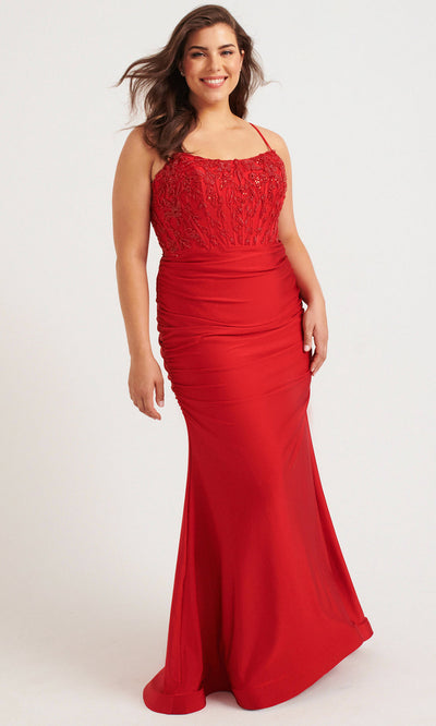 Faviana 9569 - Ruched Skirt Beaded Applique Dress Prom Dresses