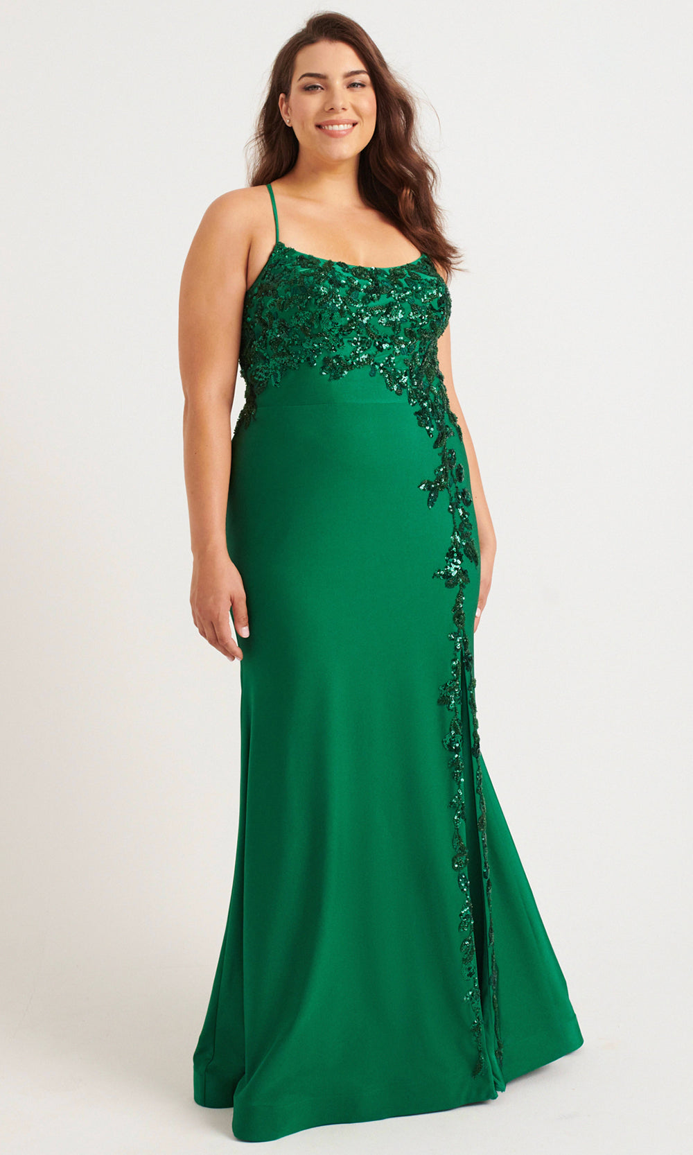 Faviana 9570 - Plus Size Scoop Neck Charmeuse Dress Prom Dresses