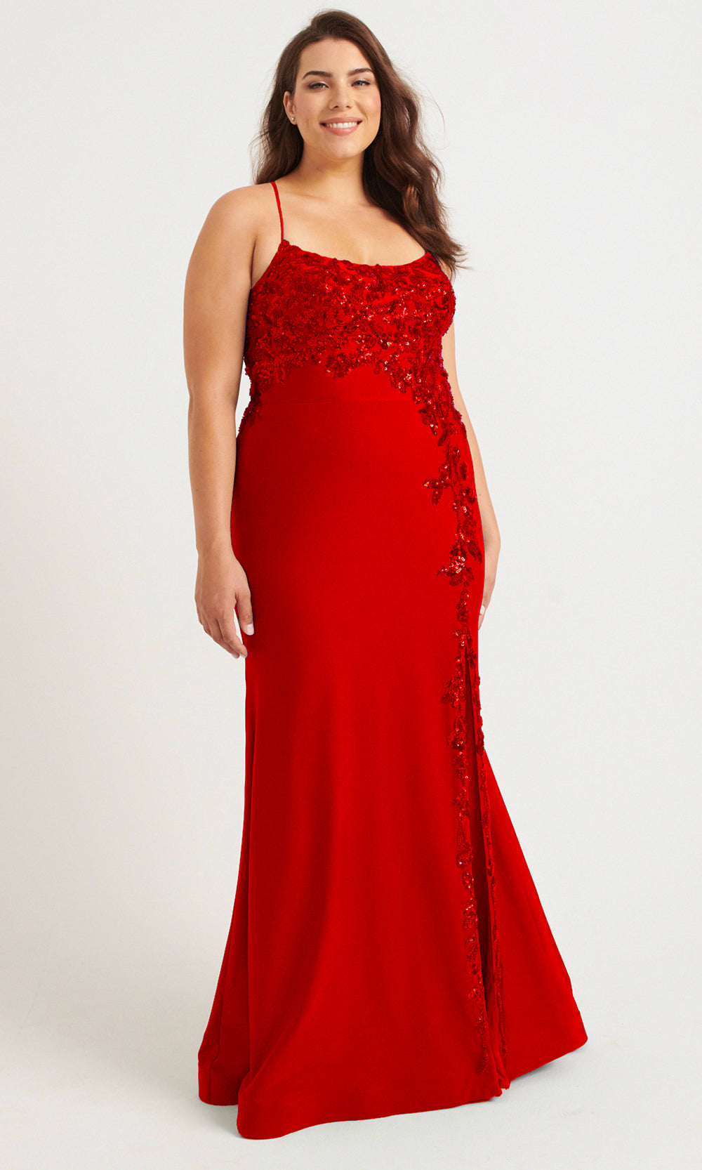 Faviana 9570 - Plus Size Scoop Neck Charmeuse Dress Prom Dresses