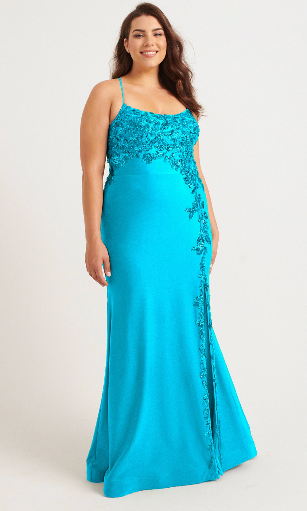 Faviana 9570 - Plus Size Scoop Neck Charmeuse Dress Prom Dresses