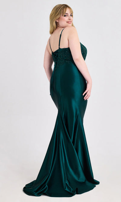 Faviana 9597 - Satin Sheath Prom Dress with Beading Prom Dresses