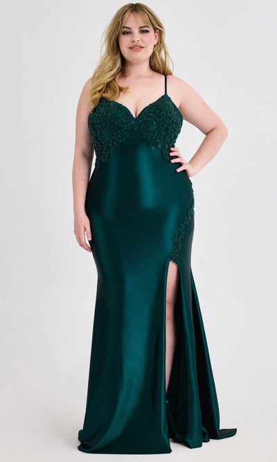 Faviana 9597 - Satin Sheath Prom Dress with Beading Prom Dresses