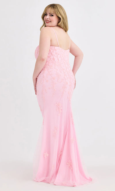 Faviana 9604 - Plus Size V-Neckline Embroidered Dress Prom Dresses