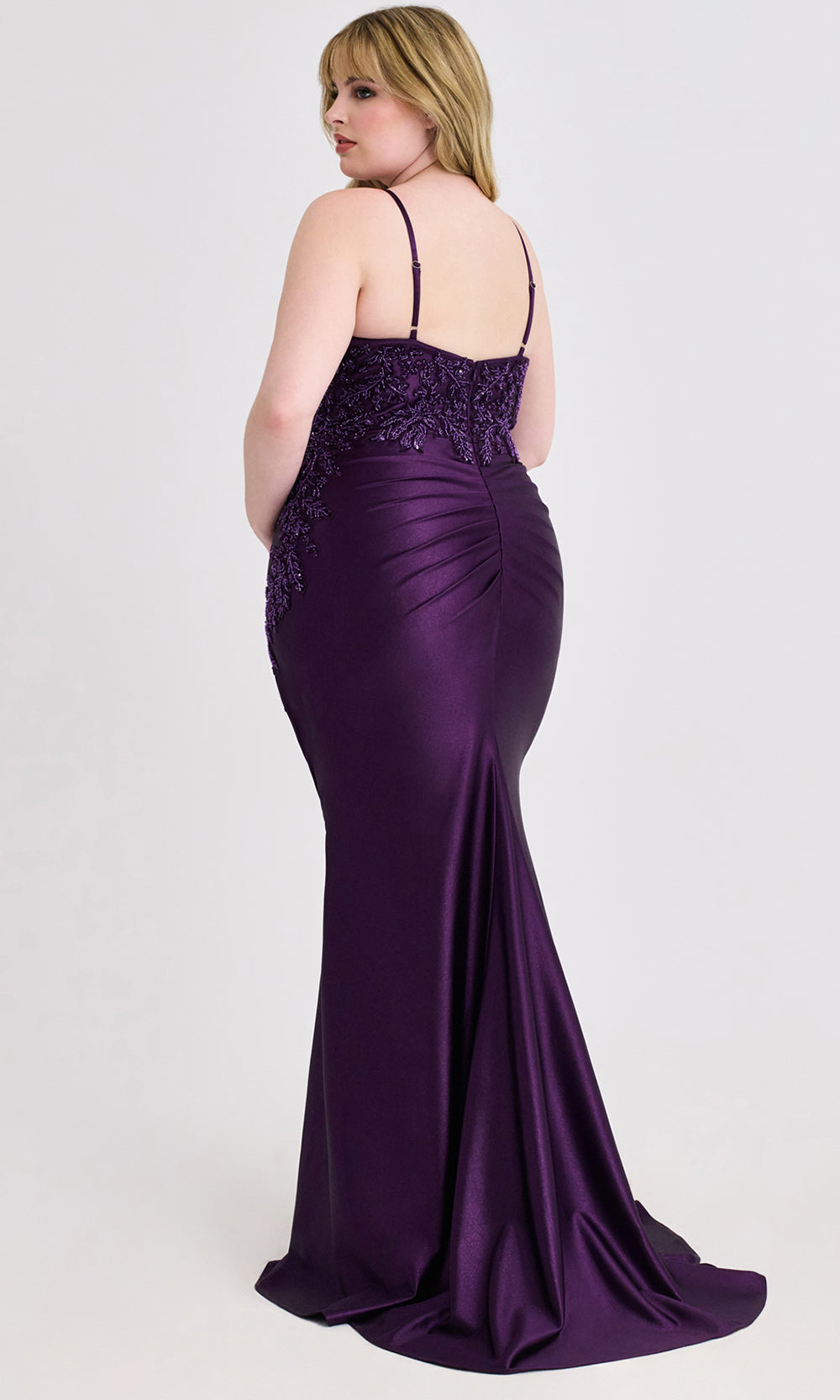 Faviana 9608 - Sparkle Satin V-Neck Plus Size Dress Prom Dresses