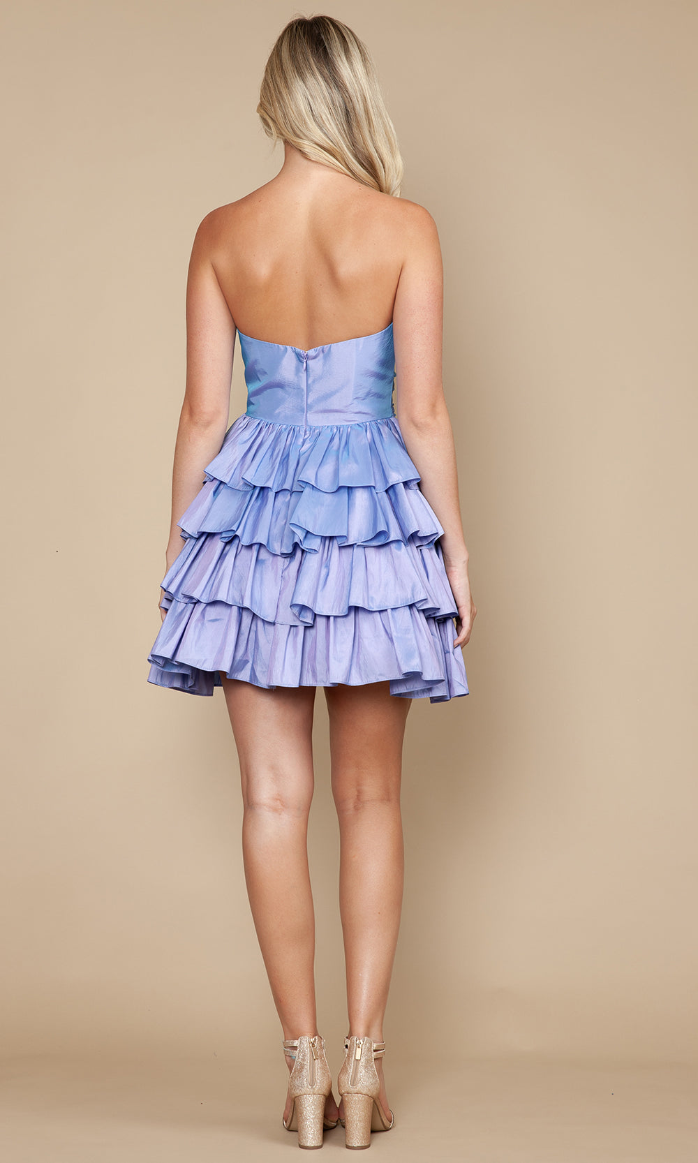 Poly USA 9800 - Bow Neckline Tiered Ruffle Dress Homecoming Dresses