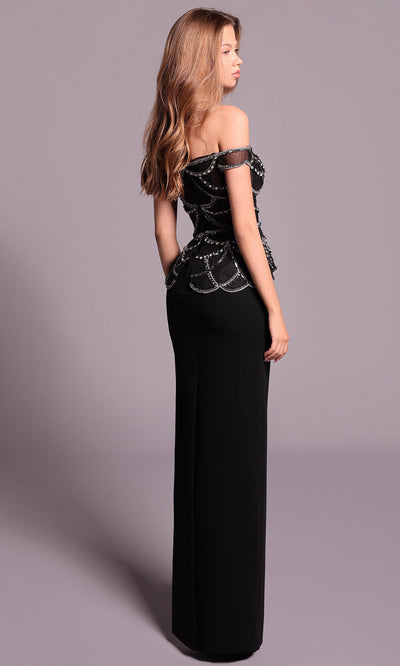 Tarik Ediz 99008 - Beaded Illusion Bodice Column Dress