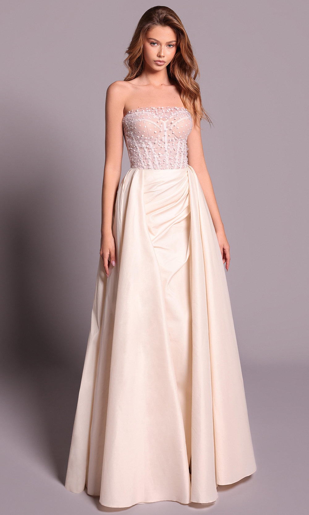 Tarik Ediz 99017 - Strapless Corset Evening Dress with Overskirt