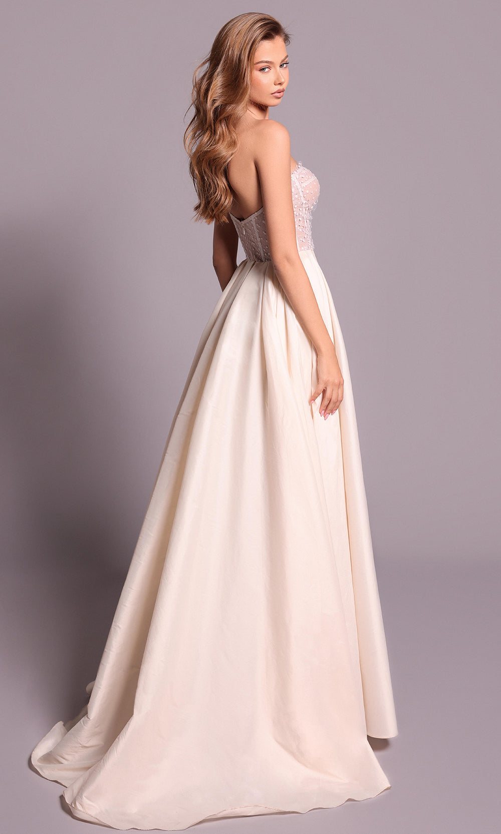 Tarik Ediz 99017 - Strapless Corset Evening Dress with Overskirt
