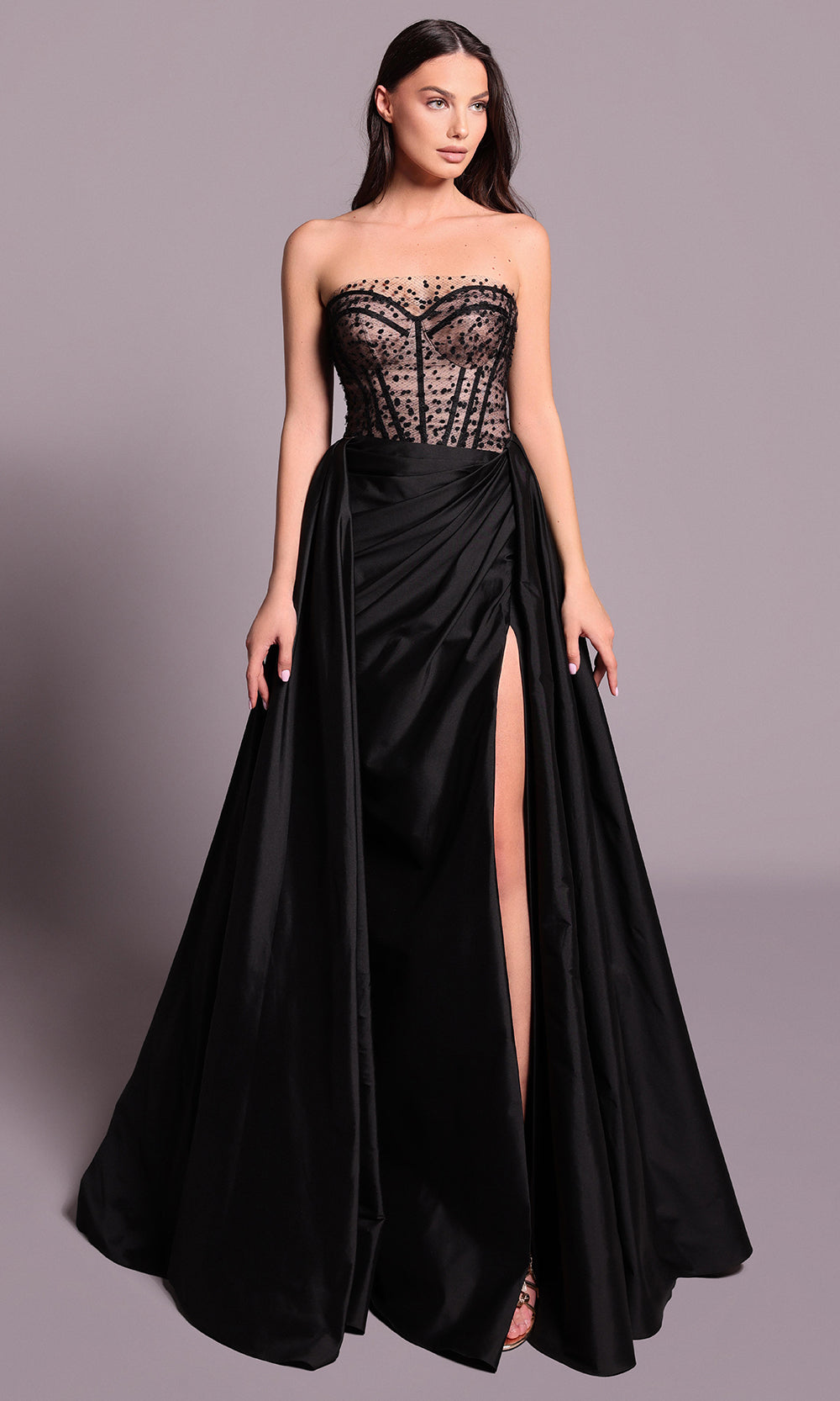 Tarik Ediz 99017 - Strapless Corset Evening Dress with Overskirt