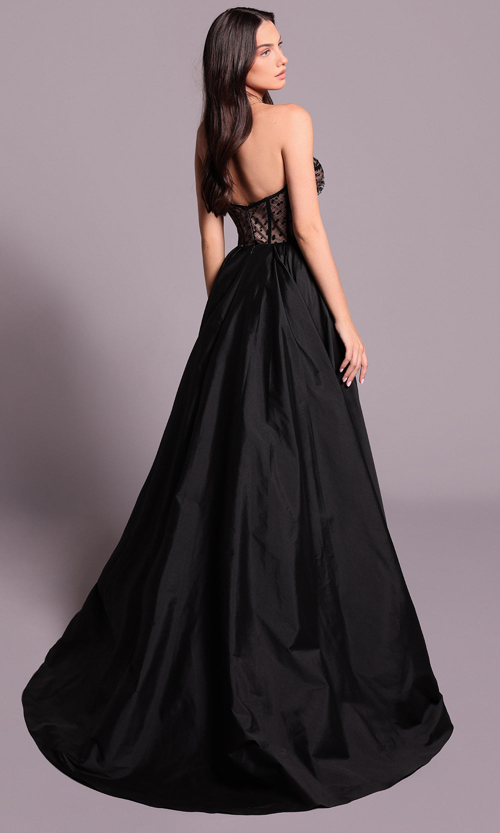 Tarik Ediz 99017 - Strapless Corset Evening Dress with Overskirt