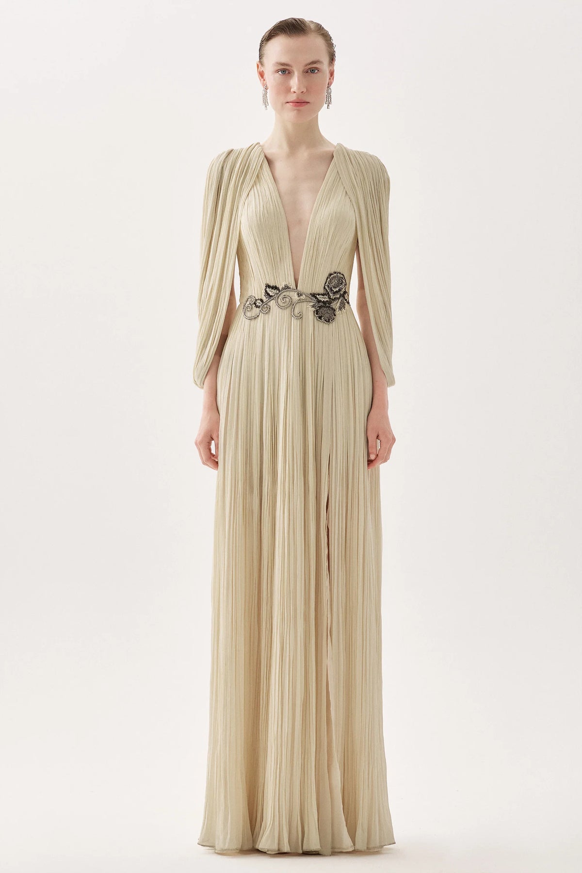 Tarik Ediz 99031 - Plunging V Draped Evening Dress