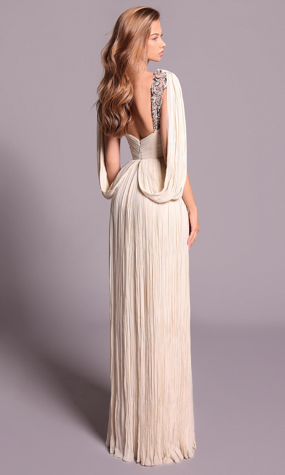 Tarik Ediz 99031 - Plunging V Draped Evening Dress