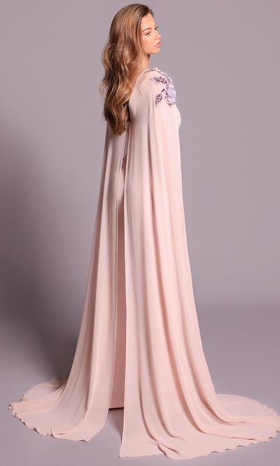 Tarik Ediz 99032 - Dramatic Cape Wide-Leg Jumpsuit