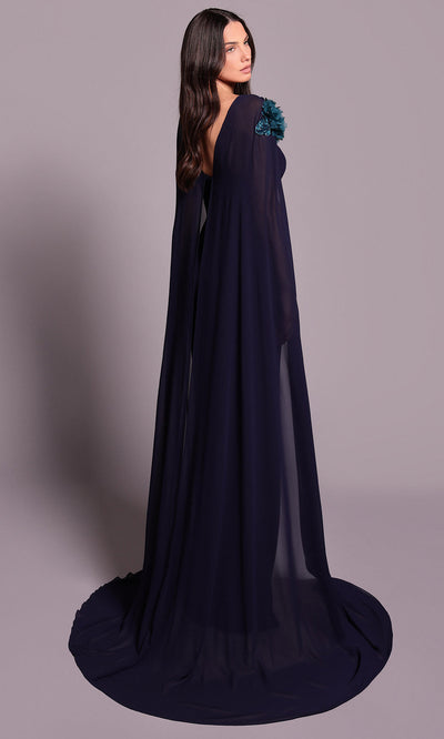 Tarik Ediz 99032 - Dramatic Cape Wide-Leg Jumpsuit