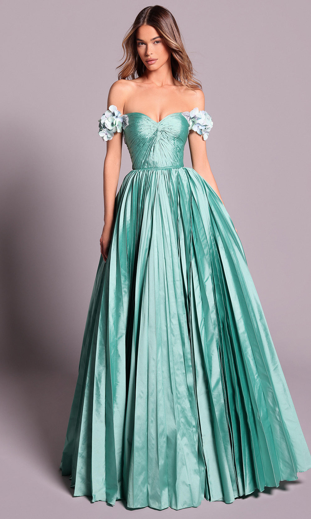 Tarik Ediz 99033 - Sculpted Bodice Pleated Skirt Gown
