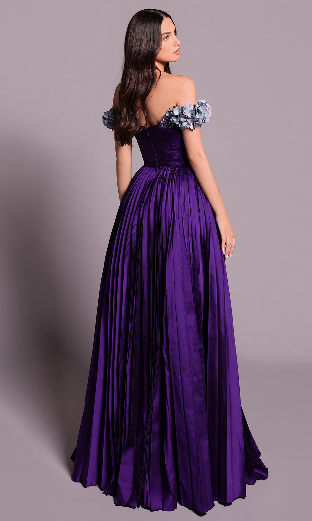 Tarik Ediz 99033 - Sculpted Bodice Pleated Skirt Gown