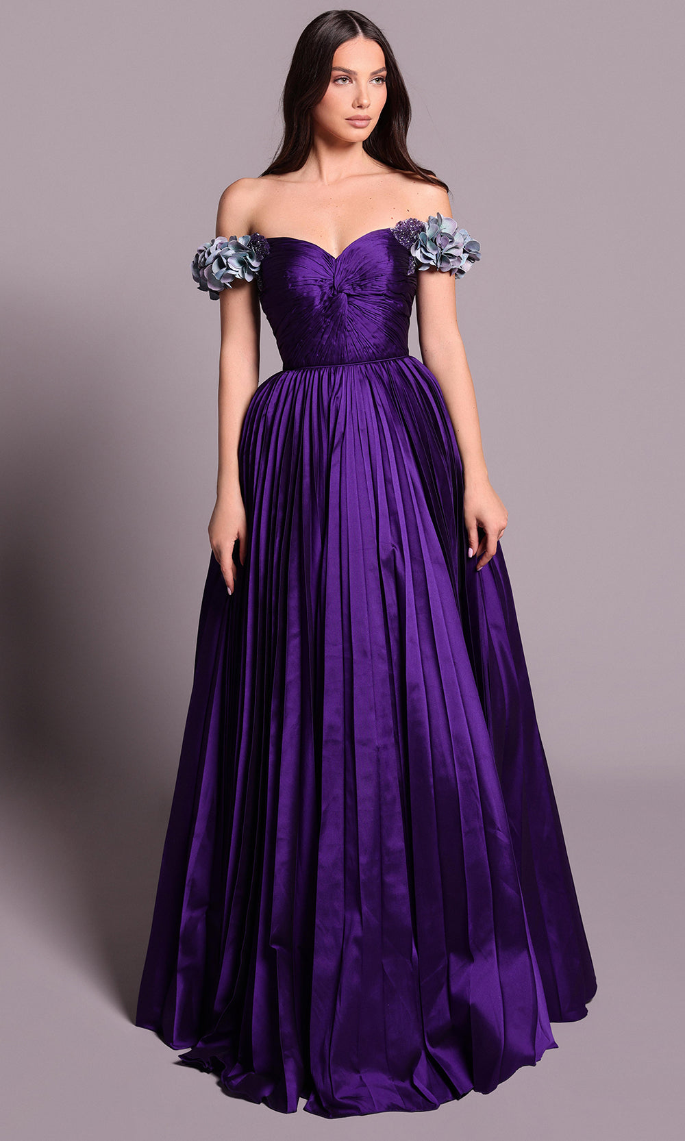 Tarik Ediz 99033 - Sculpted Bodice Pleated Skirt Gown
