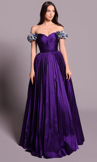 Tarik Ediz 99033 - Sculpted Bodice Pleated Skirt Gown