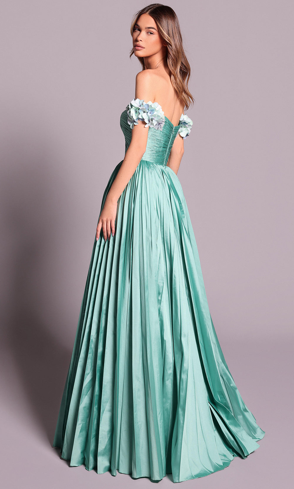 Tarik Ediz 99033 - Sculpted Bodice Pleated Skirt Gown