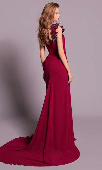 Tarik Ediz 99036 - Chiffon Overlay Asymmetric Long Dress