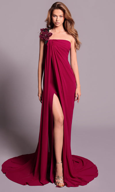 Tarik Ediz 99036 - Chiffon Overlay Asymmetric Long Dress