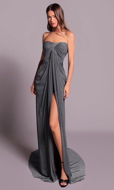 Tarik Ediz 99042 - Draped Semi-Sweetheart Evening Dress