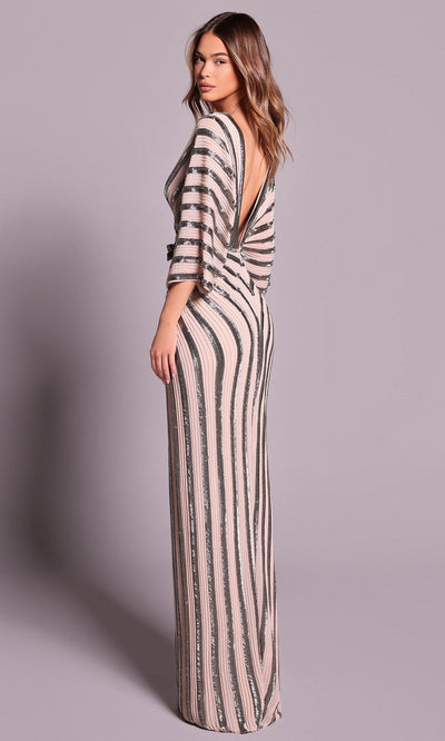 Tarik Ediz 99043 - V-Neckline Long Beaded Column Dress