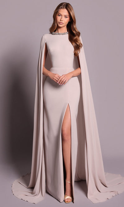 Tarik Ediz 99046 - Beaded Collar Cape Evening Dress
