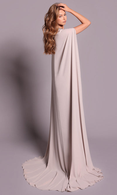 Tarik Ediz 99046 - Beaded Collar Cape Evening Dress