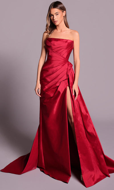 Tarik Ediz 99052 - Strapless Sheath Dress with Slit