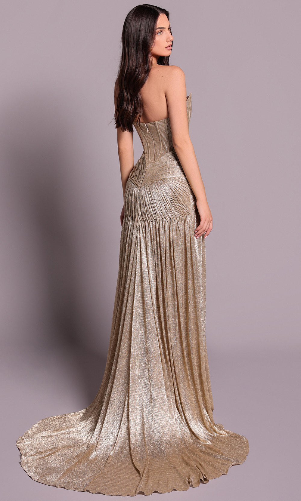 Tarik Ediz 99055 - Long Scoop Neck Corset Dress