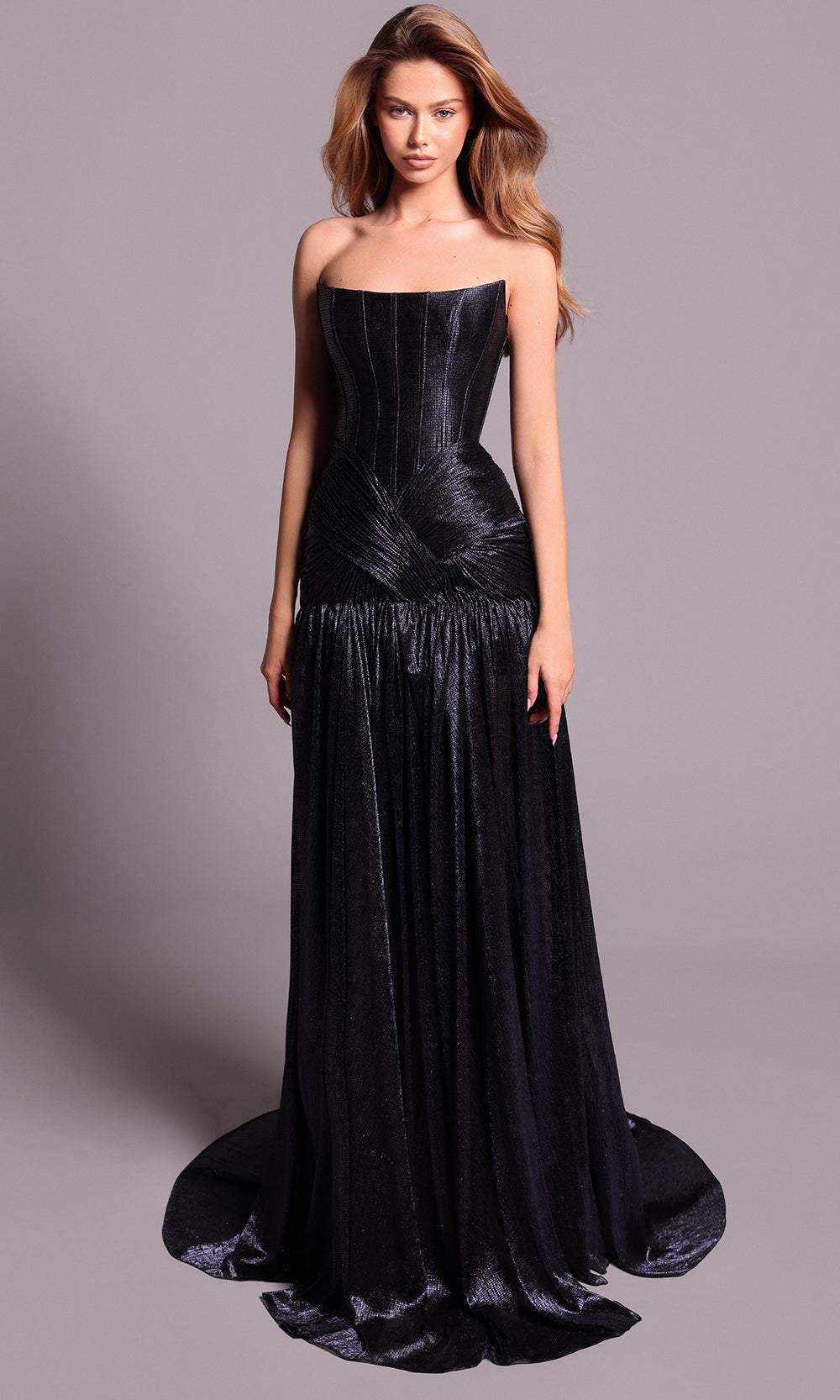 Tarik Ediz 99055 - Long Scoop Neck Corset Dress