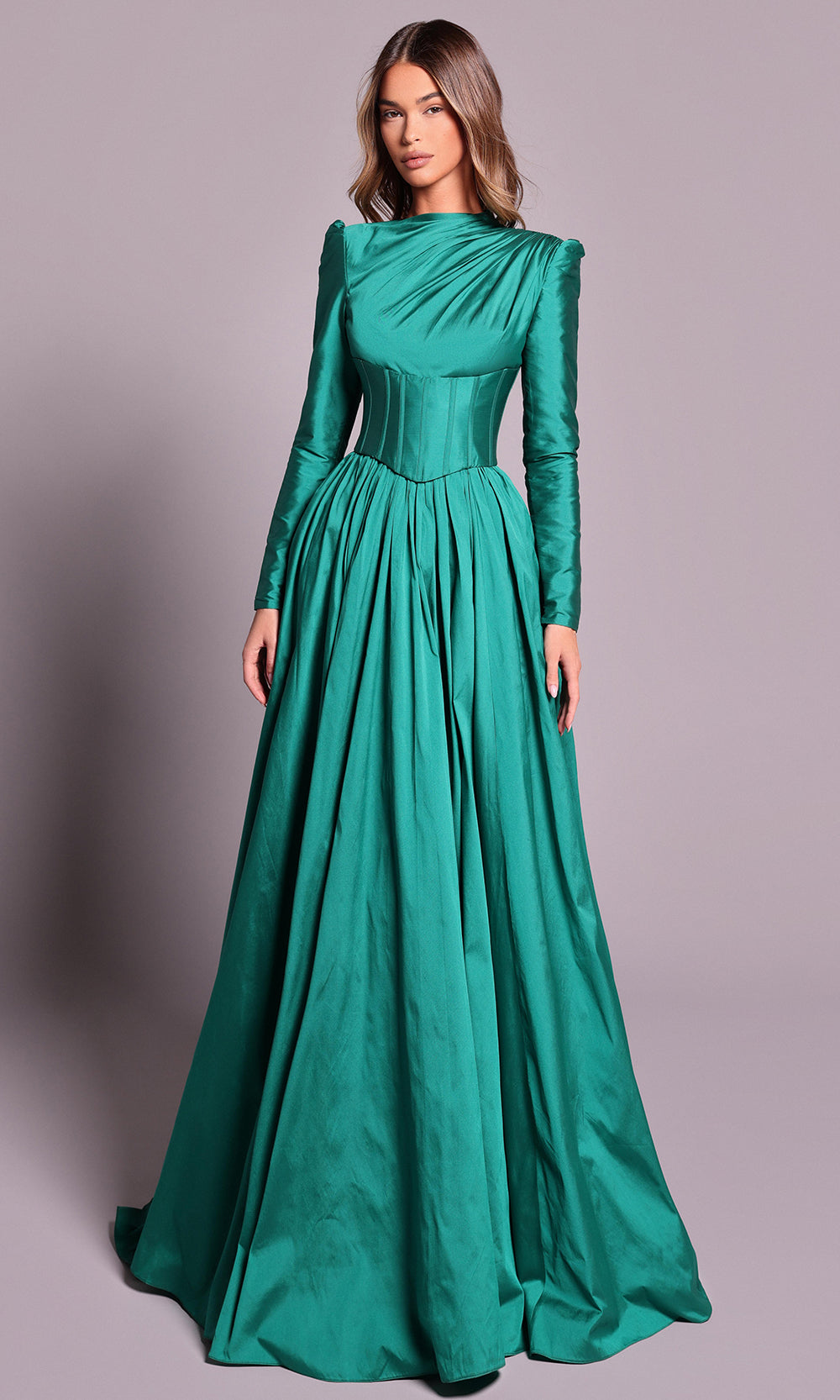 Tarik Ediz 99058 - Corset High Neck Evening Gown